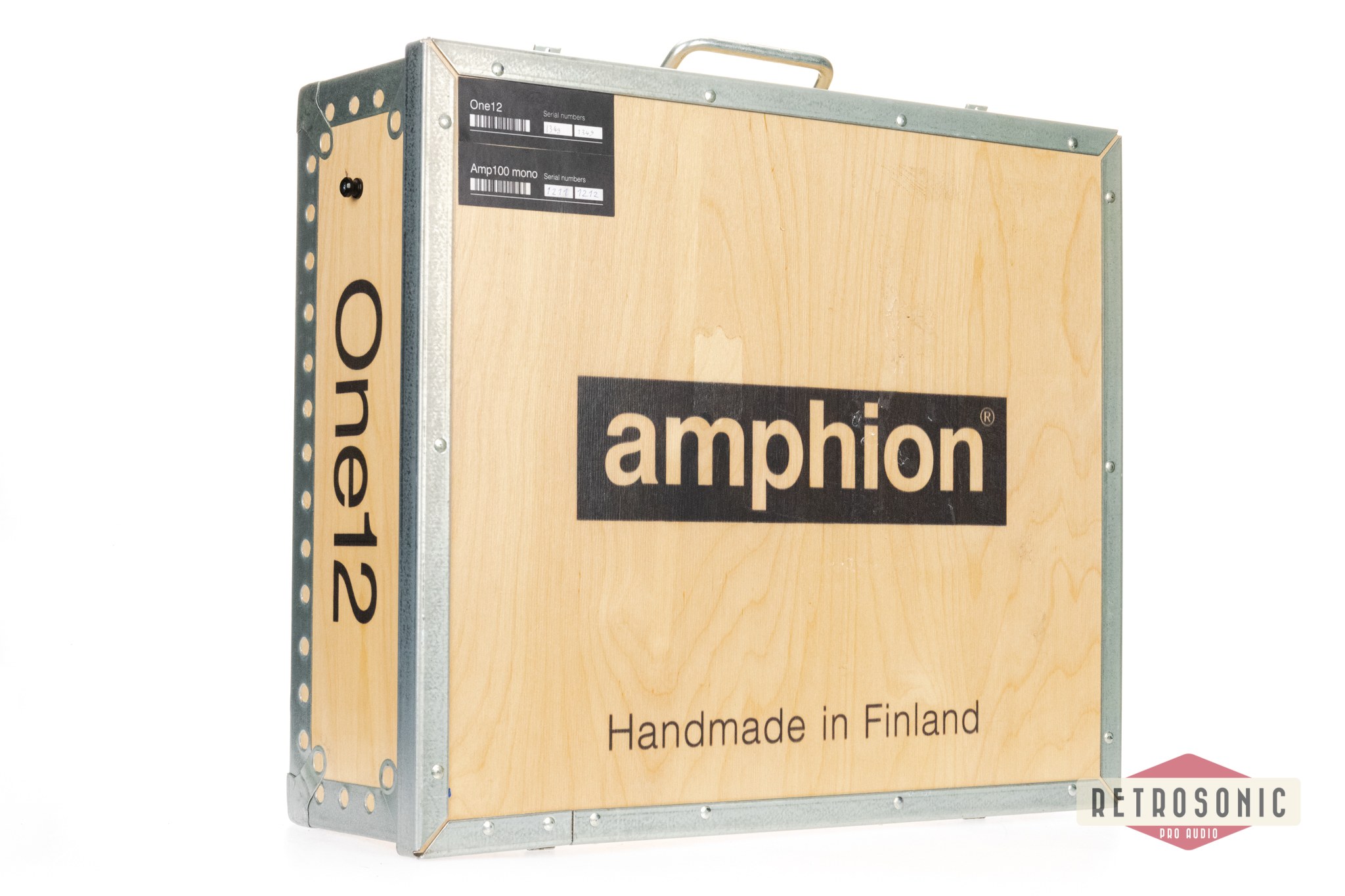 Amphion One 12 Studio Monitor- and AMP100 pair with cables in wooden case