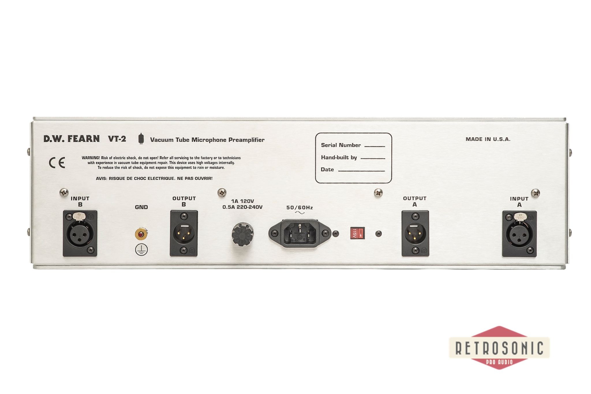 DW Fearn VT-2 Dual Channel Tube Microphone Preamplifier