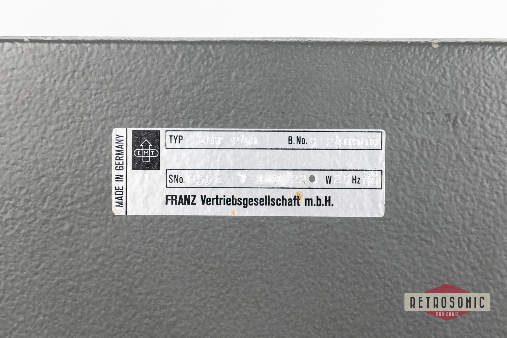 EMT 240 Gold Foil Plate Reverb # 0773