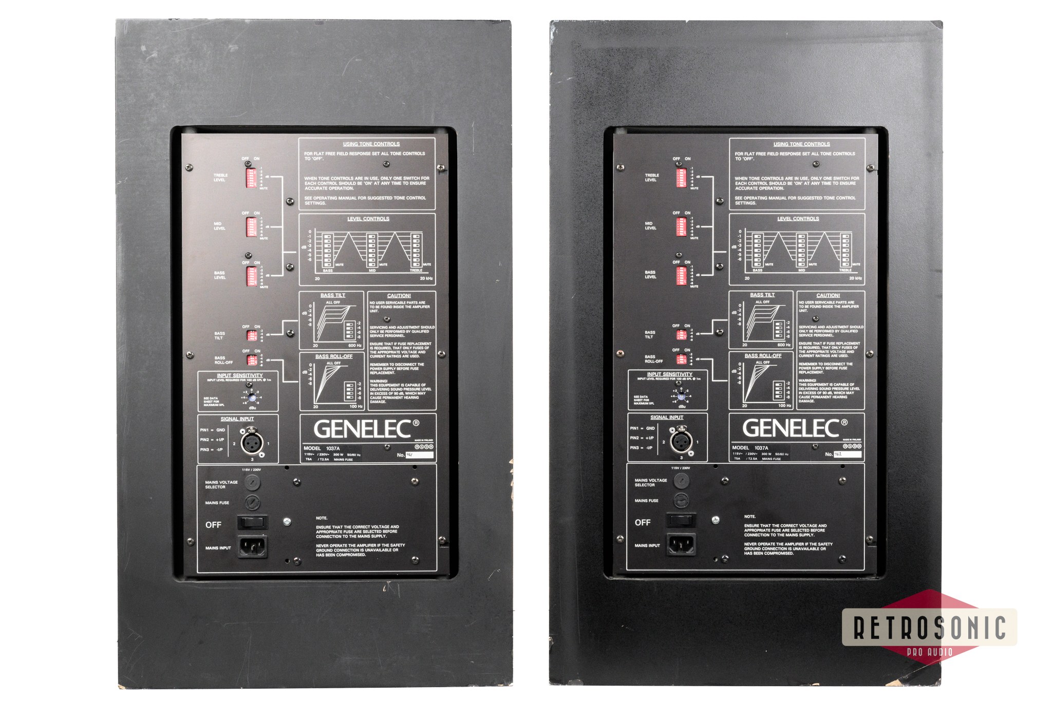 Genelec 1037A 3-Way Monitor pair. New woofers.
