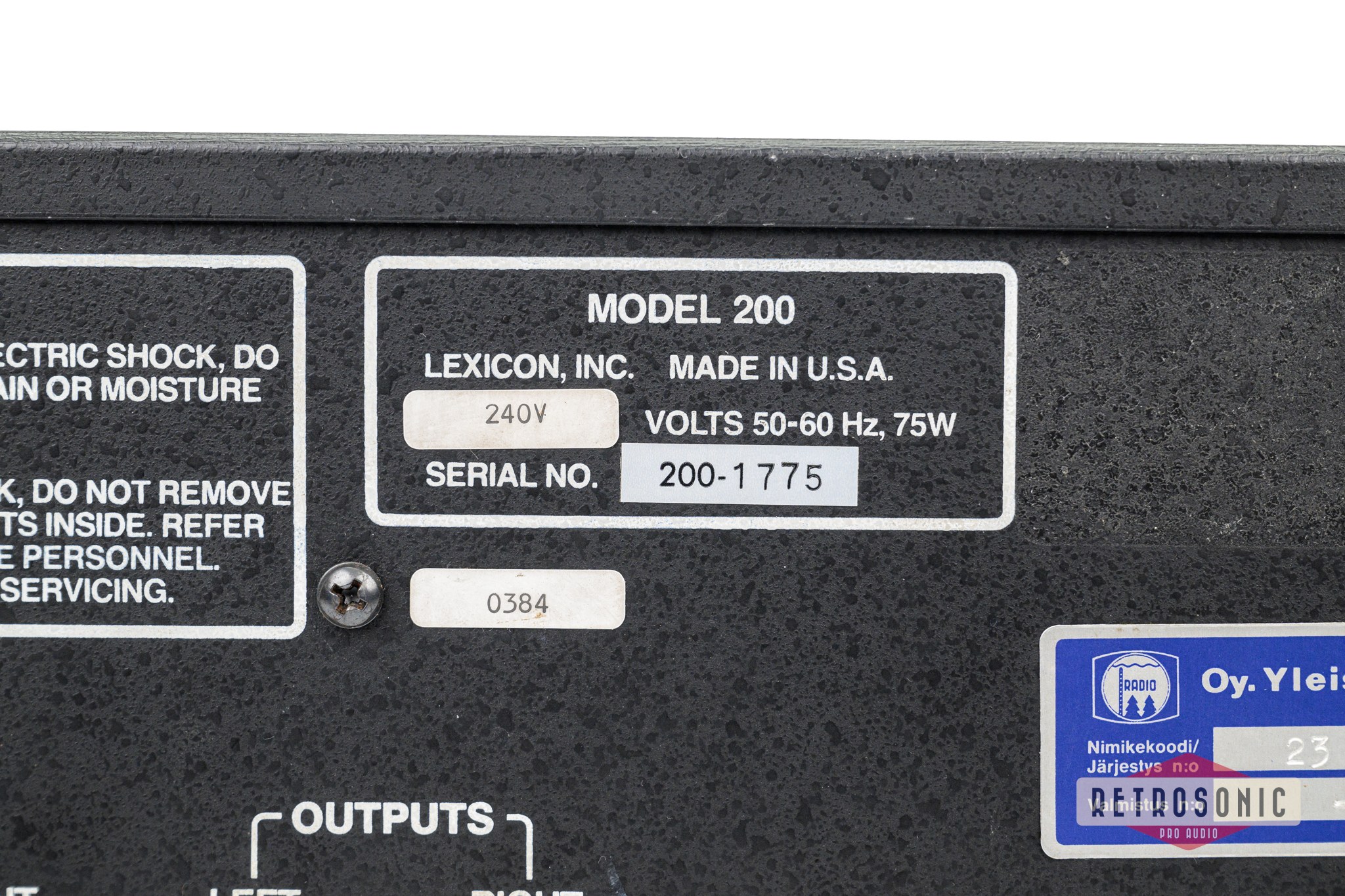 Lexicon Model 200 Digital Reverberator #200-1775