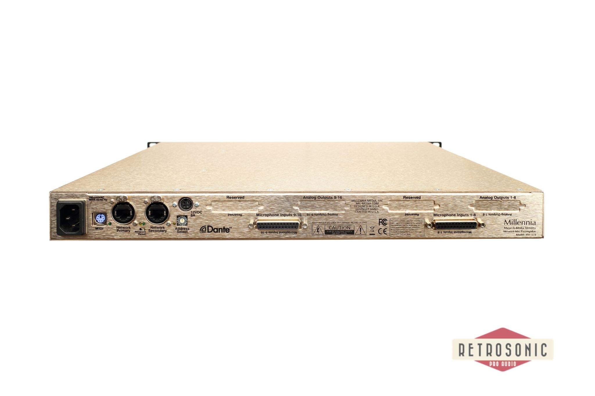 Millenia HV-316/8 Eight Channel Remote Dante Network Mic Preamp