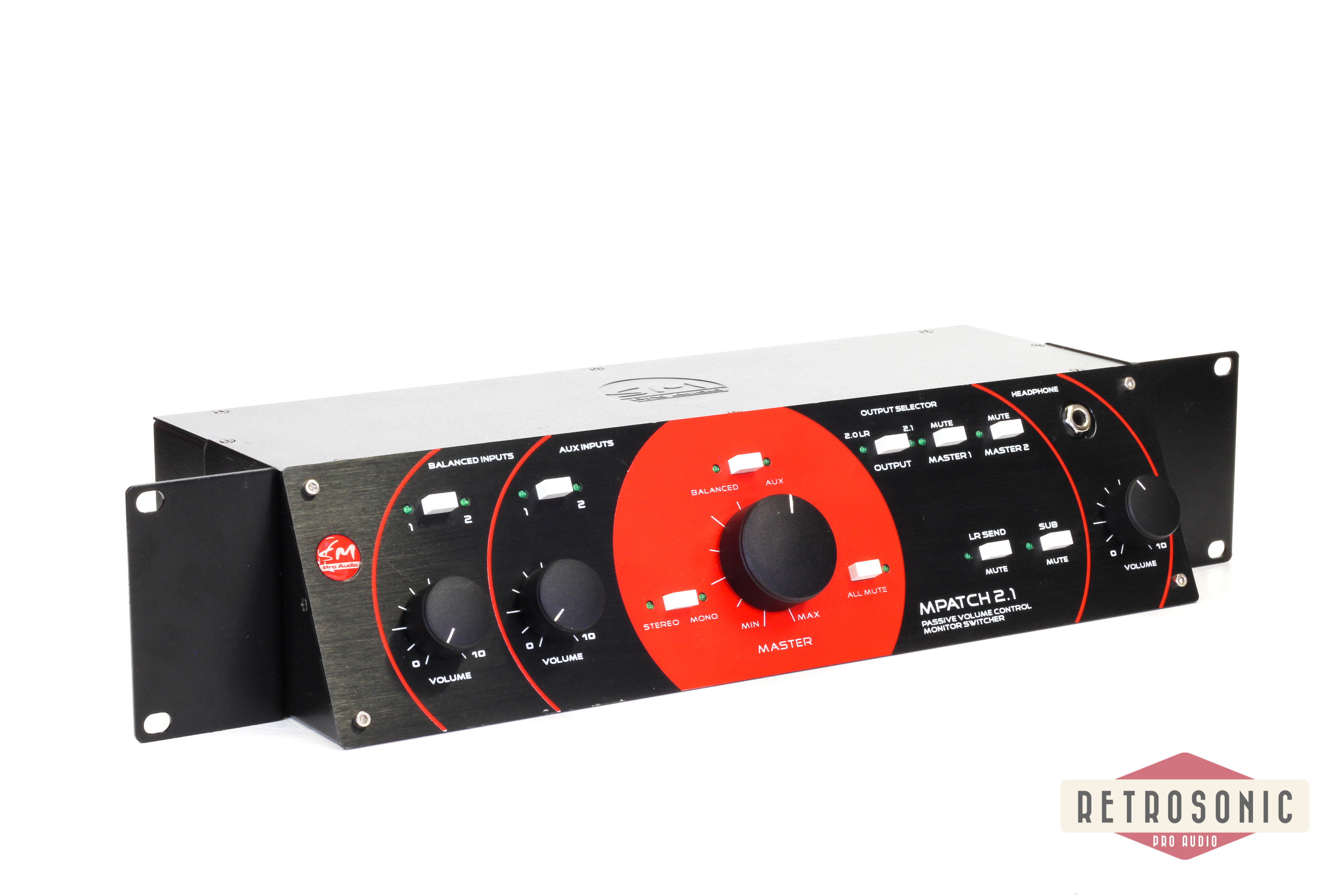 HXBER Passive Monitor Controller - XLR & 3.5mm Inputs/Outputs With Attenuation Control