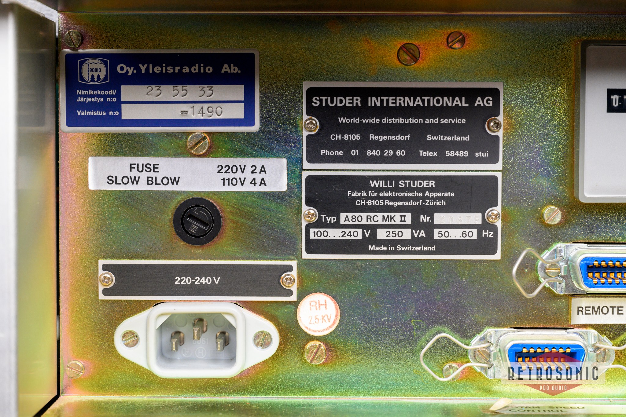 Studer A80-RC Mk II Analog Master Tape Recorder 55 Hours used