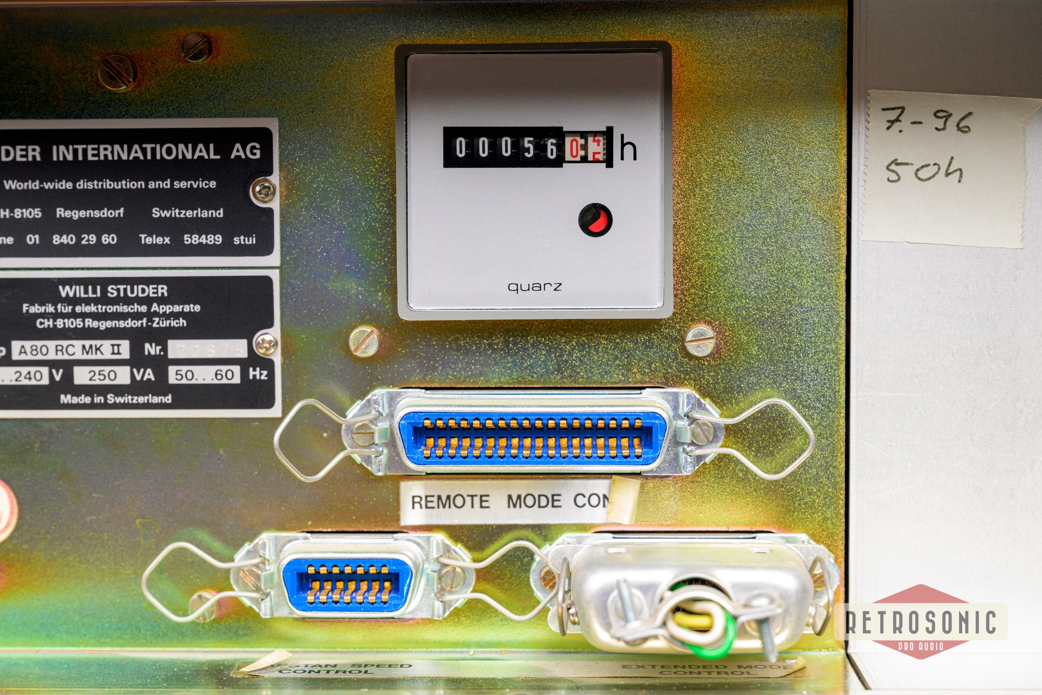 Studer A80-RC Mk II Analog Master Tape Recorder 55 Hours used