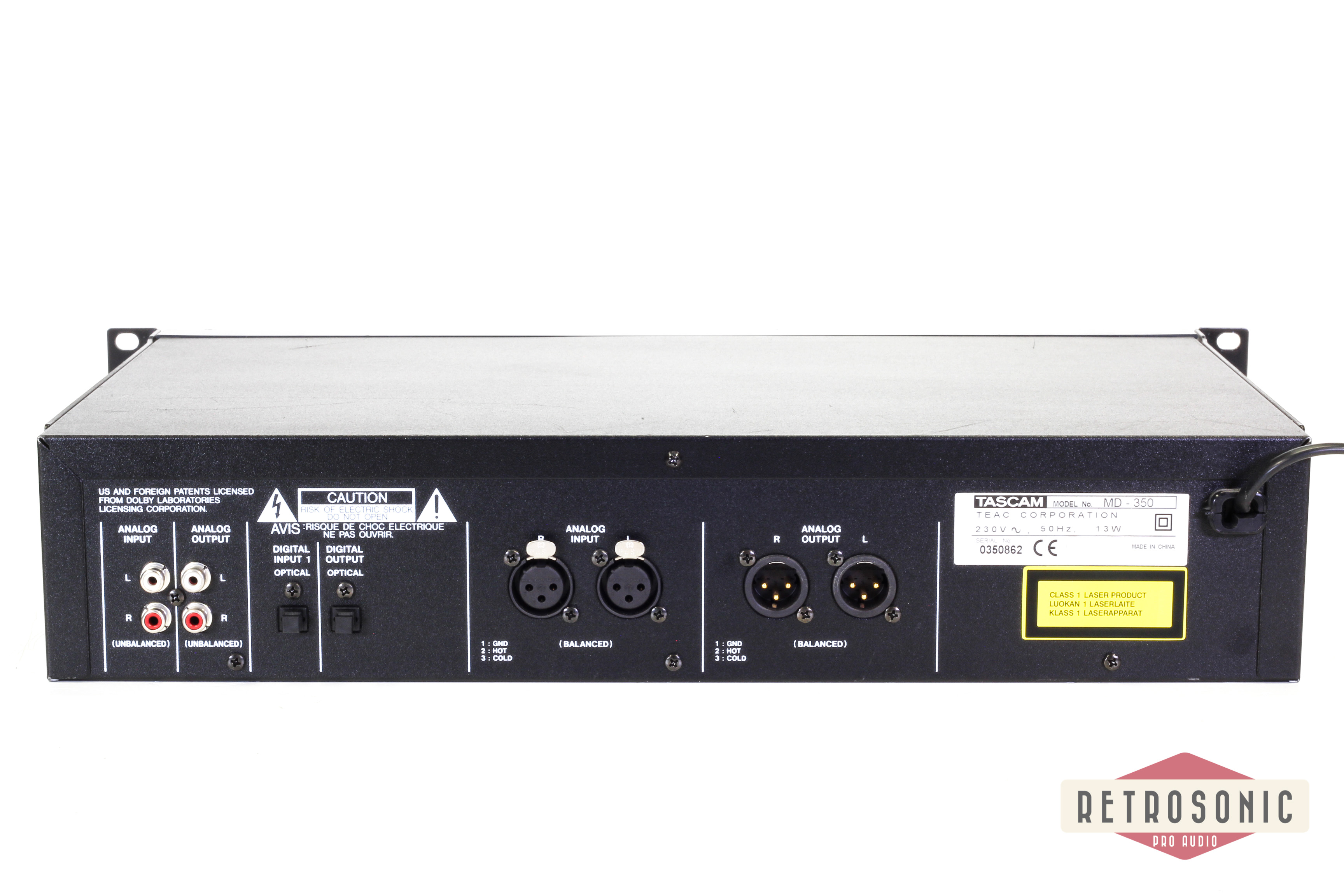 Tascam MD-350 Minidisk Rec/Player, RCA and XLR-balanced, Optical Digital I/O